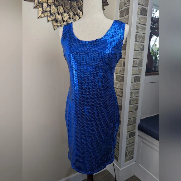 Source Unknown Dresses | Erika's Place Blue Sequin Bodycon Dress Size Medium | Color: Blue | Size: M | Robinsona1988's Closet